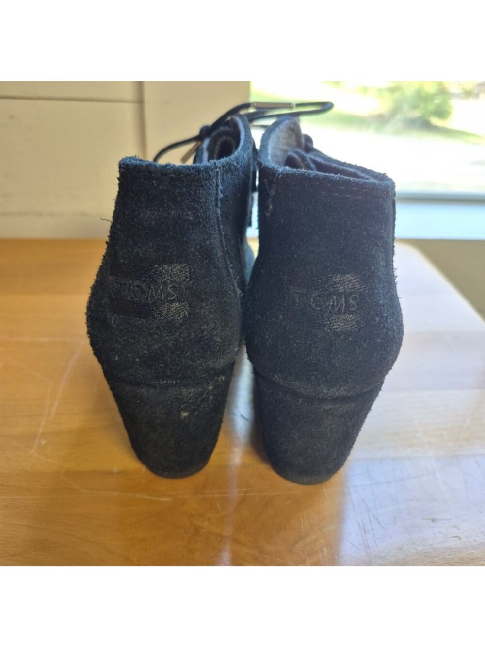 Toms Womens Black Suede Lace-Up Wedge Booties Size 8.5 - Picture 3 of 8